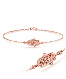 Rose Gold Plated Palm Shaped Silver Bracelet BRS-31-RO-GP